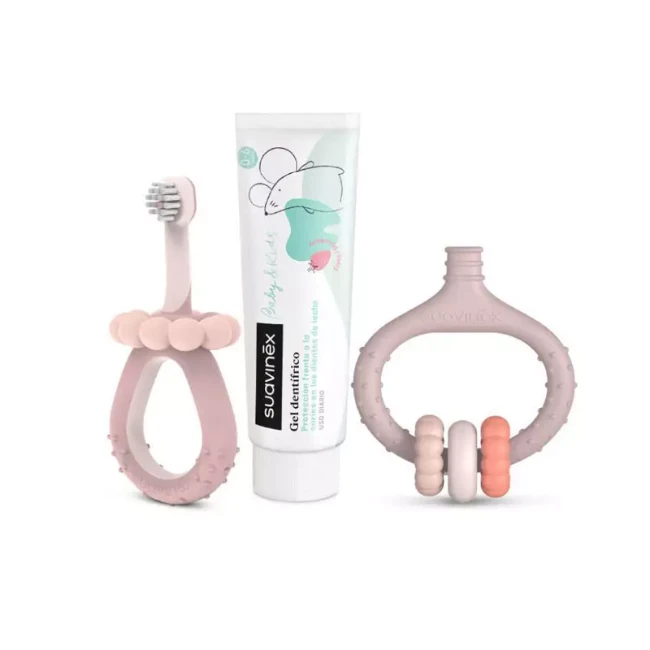 Immagine di Suavinex Set Igiene Orale Neonato in Silicone con Massaggiagengive, Spazzolino e Dentifricio 0-6 Anni