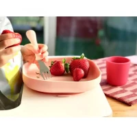 Immagine di Béaba Piatto Piano in Silicone con Ventosa - Rosa