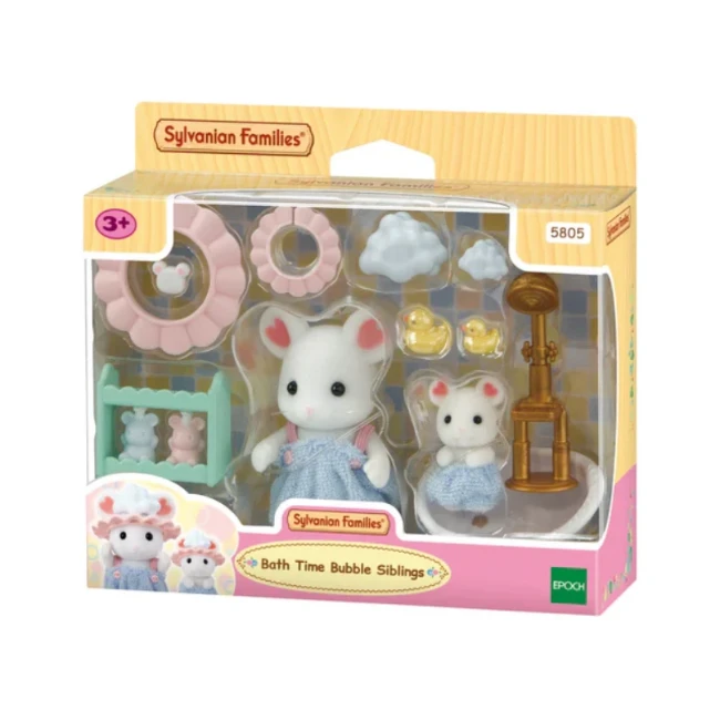 Immagine di Sylvanian Families Ora Del Bagno - Fratelli Topino Marshmallow Fratellini Sogni D'Oro