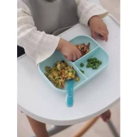 Immagine di Béaba Set Pappa in Silicone con Scomparti e Cucchiaio