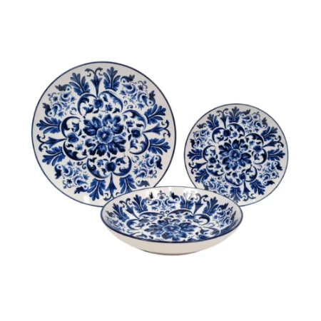 Immagine di Servizio Piatti in Porcellana 18 Pezzi con Decoro Maiolica