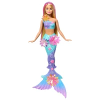 Barbie Sirena Magia Floreale con coda sfumata e fascia con perle