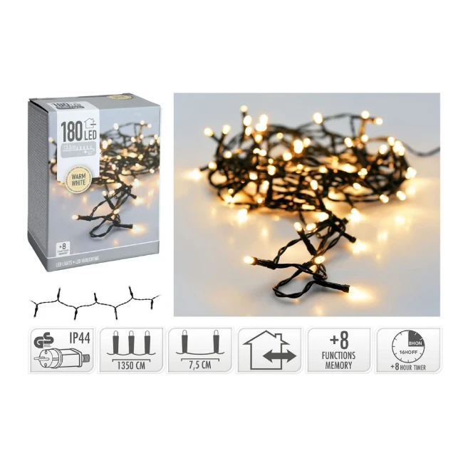 Immagine di Catena di Luci 180 LED Bianco Caldo con Gioco di Luci