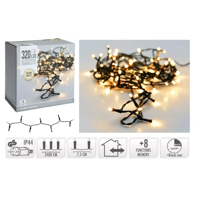 Immagine di Catena di Luci 320 LED Bianco Caldo con Gioco di Luci