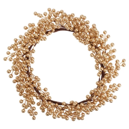 Immagine di Corona Decorativa con Bacche Dorate 50 cm