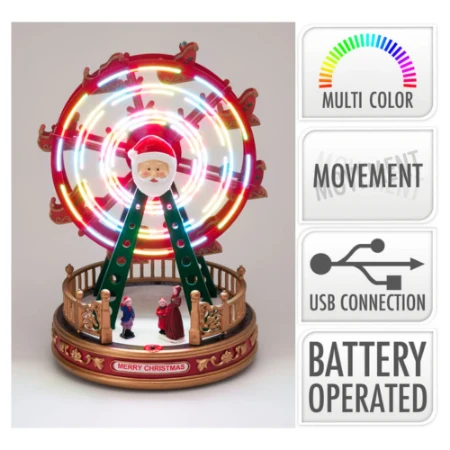 Immagine di Ruota Panoramica Natalizia con LED Multicolore 19x28 cm