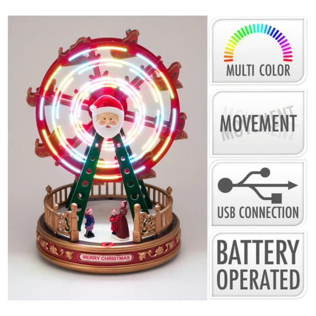 Immagine di Ruota Panoramica Natalizia con LED Multicolore 19x28 cm