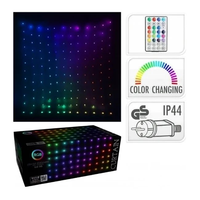 Immagine di Tenda di Luci Natalizie LED RGB Multicolore