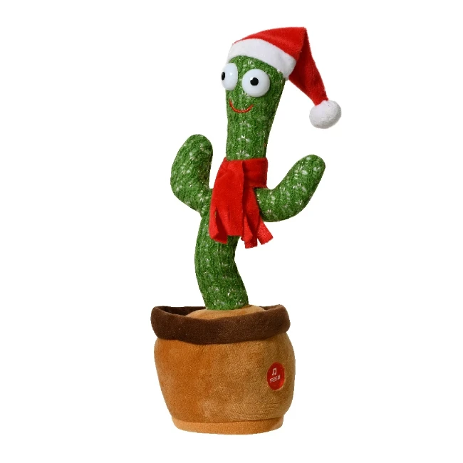 Immagine di Cactus Natalizio con Cappello e Sciarpa, Movimento e Musica