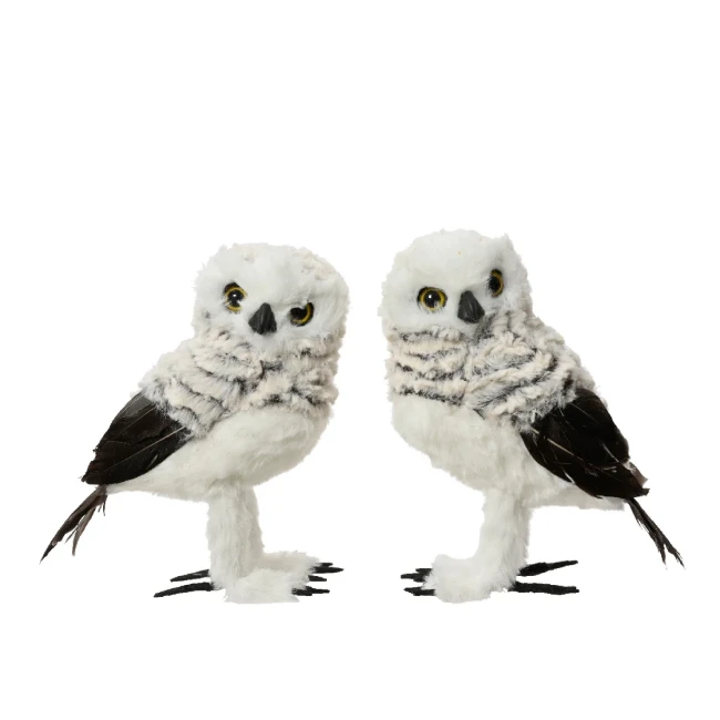 Immagine di Gufo Decorativo con Piume 16 cm