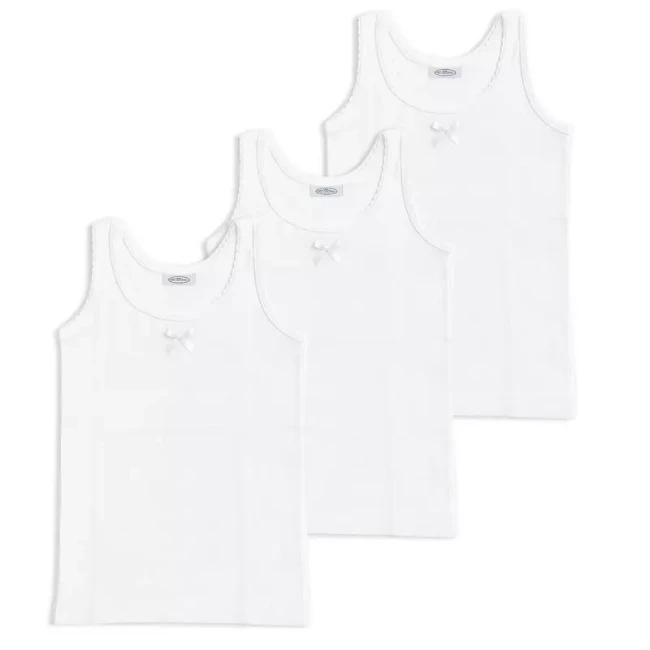 Immagine di Set 3 Canotte Bambina con Fiocco in Cotone - Taglie Assortite