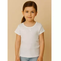 Immagine di Set 3 Maglie Mezza Manica Bambina con Fiocco in Cotone - Taglia Assortita