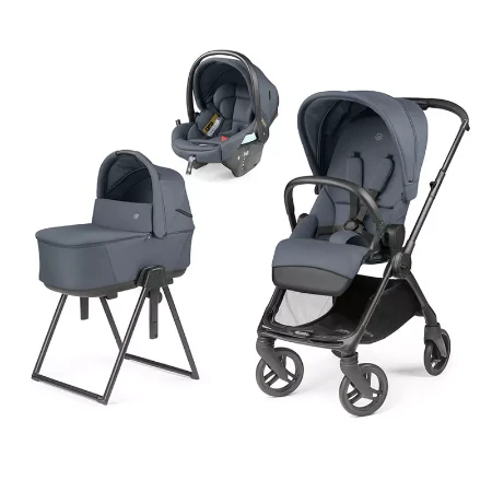Immagine di Peg Perego Trio Switch - Passeggino con Maniglione Reversibile, Navicella Pieghevole Flex e Seggiolino Primo Viaggio Lounge