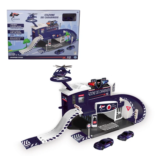 ODS Toys Silver Wheel Stazione dei Carabinieri Playset con 2 Auto e 1 Elicottero
