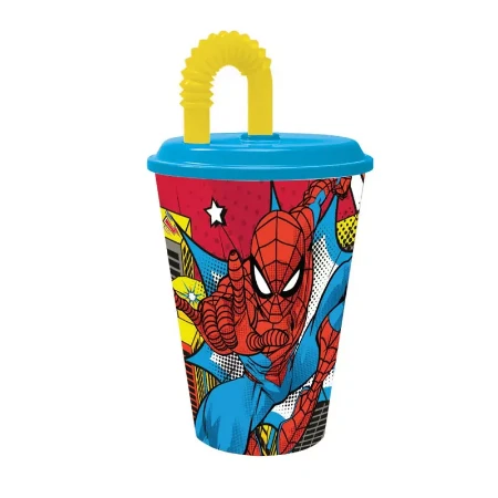 Immagine di Bicchiere Spiderman con Cannuccia 430ml 