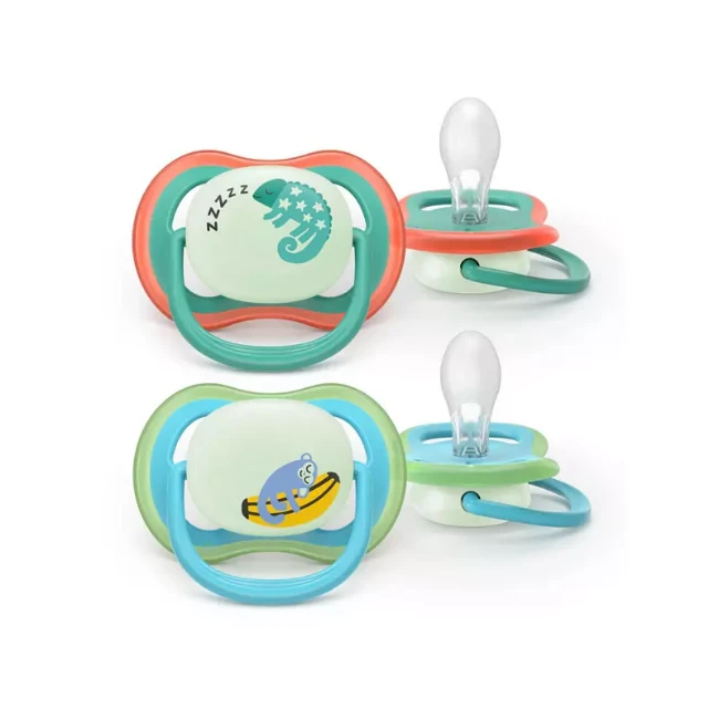 Immagine di Philips Avent Ultra Air Night Set 2 Ciucci con Bottone Luminoso 6-18 Mesi