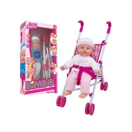 Bambola Interattiva con Passeggino da 41 cm