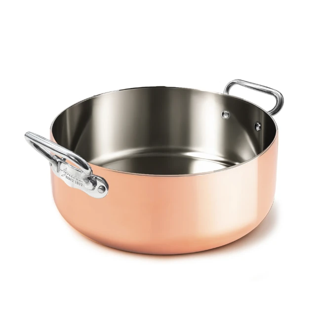 Immagine di Agnelli Casseruola Bassa in Rame Copper4 con 2 Maniglie Inox