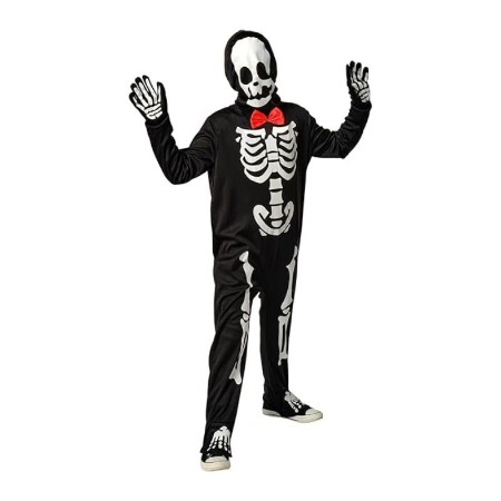 Costume Scheletro Fosforescente con Papillon Rosso