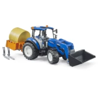 Bruder Trattore New Holland T5.120 con Benna e Balla di Fieno