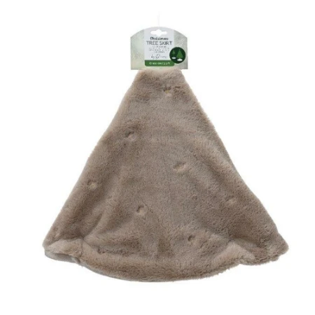 Immagine di Copribase per Albero di Natale in Pelliccia Beige con Stelle Ø 90 cm