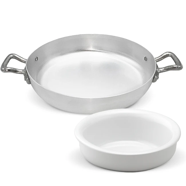 Immagine di Agnelli Set Tegame in Alluminio con Inserto in Porcellana