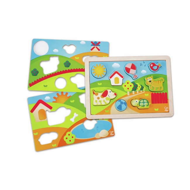 Hape Puzzle 3 in 1 Pepe e i Suoi Amici