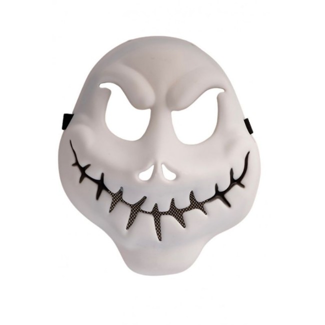 Maschera Fantasma con Bocca Cucita in Plastica Rigida