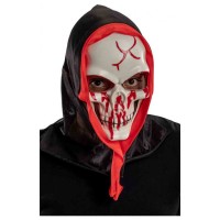 Maschera Teschio Insanguinato con Cappuccio in Plastica Rigida