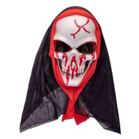 Maschera Teschio Insanguinato con Cappuccio in Plastica Rigida