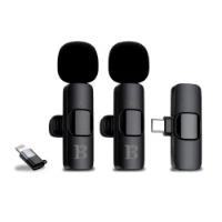 Doppio Microfono Lavalier Wireless con Anello LED