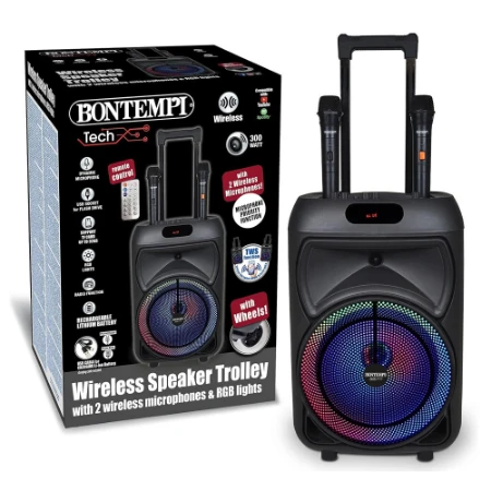 Trolley Amplificatore Wireless con 2 Microfono Wireless