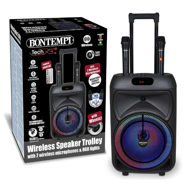 Trolley Amplificatore Wireless con 2 Microfono Wireless