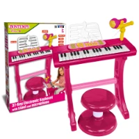 Set Tastiera Elettronica a 37 Tasti con Microfono, Gambe e Sgabello