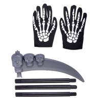 Set Scheletro per Bambini - Mantello, Maschera, Guanti e Falce