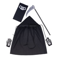 Set Scheletro per Bambini - Mantello, Maschera, Guanti e Falce