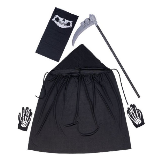 Set Scheletro per Bambini - Mantello, Maschera, Guanti e Falce