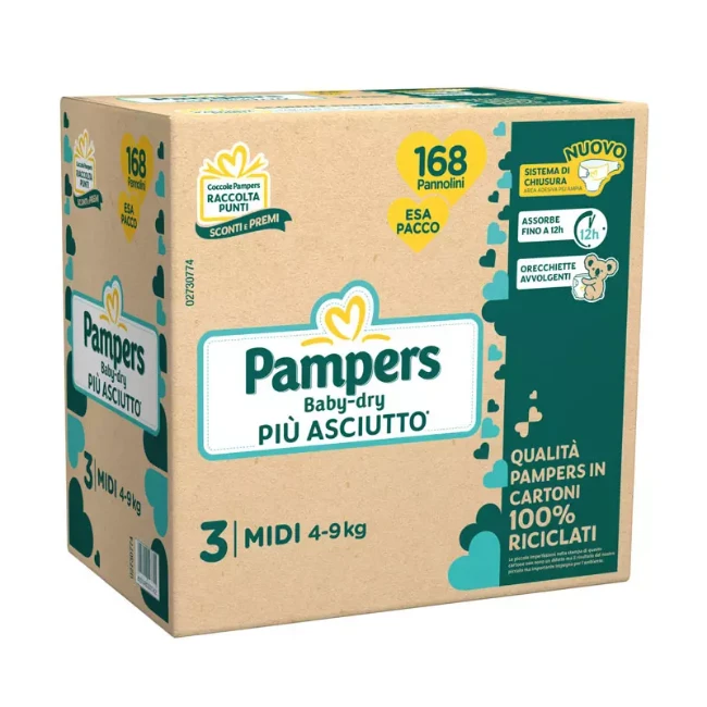 Immagine di Pannolini Baby Dry 3 Midi (4-9 kg) Esapack Confezione da 168 pezzi