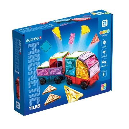 Geomag Magnetic Tiles Gems Veicoli 24 Pezzi