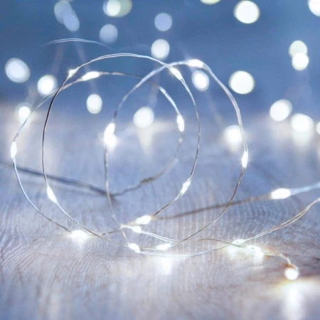 Luci di Natale 10 MicroLED a Batteria con Funzione Timer - Luce Fredda