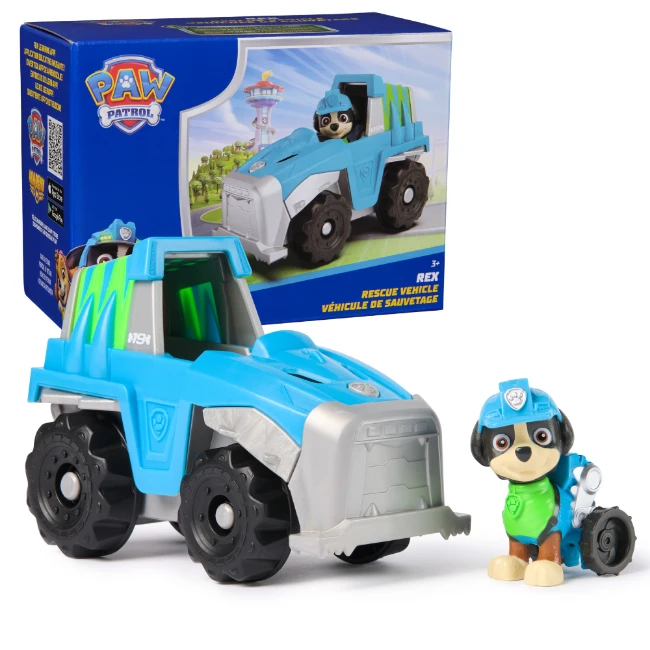 Paw Patrol Veicolo di Rex con Action Figure Salvataggio dei Dinosauri