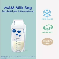 Immagine di Mam Milk Bag Sacchetti per Latte Materno, Bustine Monouso Congelabili con Zip - 25 pezzi