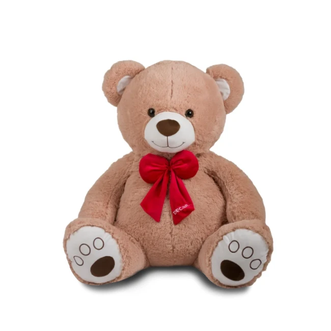 Orso Seduto Beige da 80 cm con Fiocco Rosso