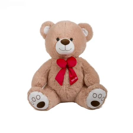 Orso Seduto Beige da 55 cm con Fiocco Rosso