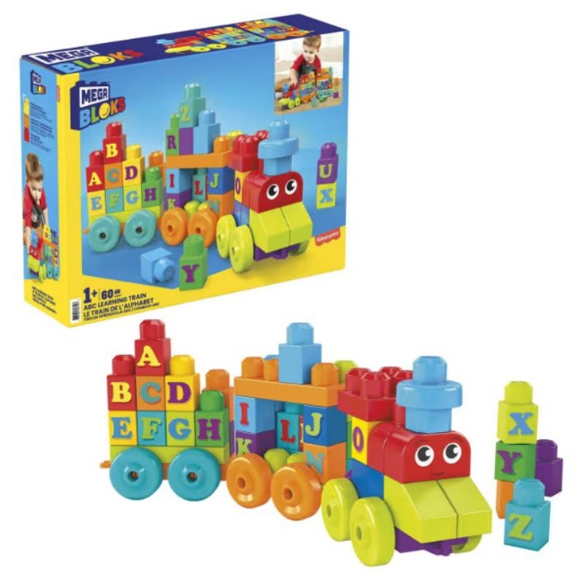 MEGA BLOKS – Impara con il Treno: Playset educativo conblocco lettere A–Z
