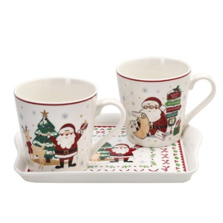 Andrea Fontebasso Set 2 Mug con Vassoio Natalizio