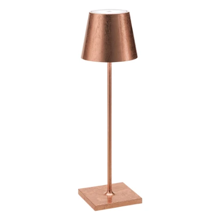 Immagine di Zafferano Poldina Pro Lampada da Tavolo Ricaricabile Foglia Color Rame