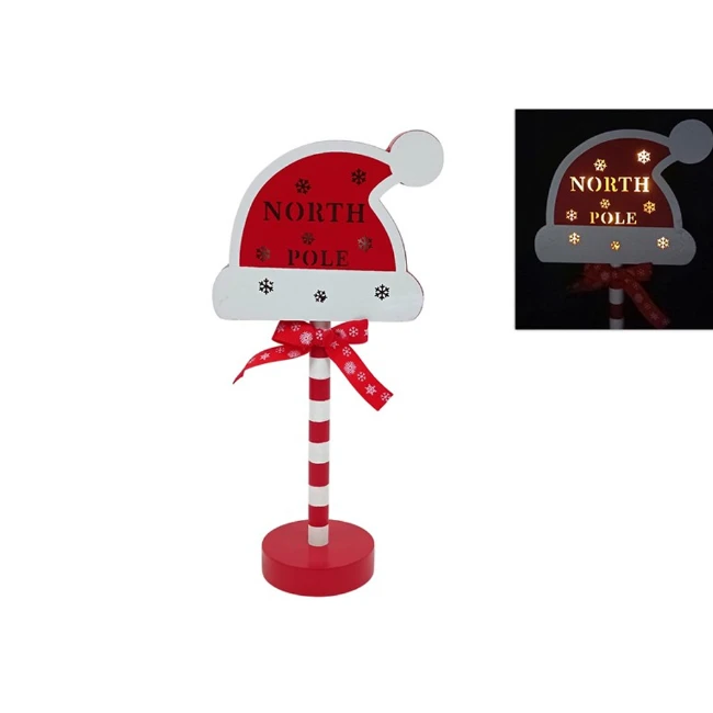 Immagine di Decorazione Cappello di Babbo Natale in Legno con Luce
