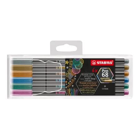 Immagine di Pennarello Premium Metallizzato STABILO Pen 68 Metallic (Astuccio da 6 Colori)