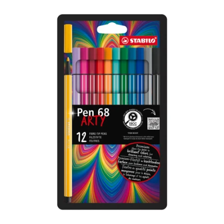 Immagine di Pennarello Premium STABILO Pen 68 – Astuccio ARTY da 12 Colori